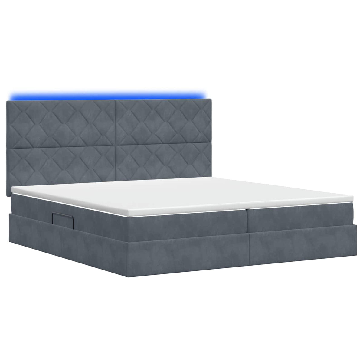 LED Opslagbed met Matras Donkergrijs 200 x 200 cm Fluweel