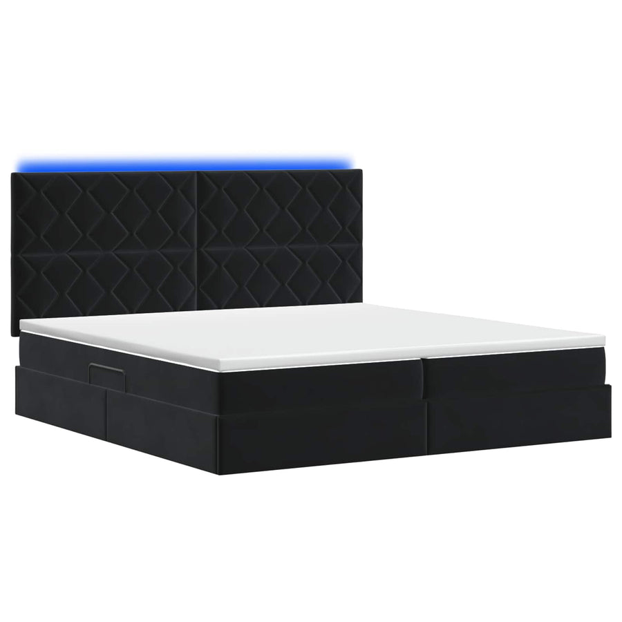LED Opslagbed met Matras Zwart 200 x 200 cm Fluweel
