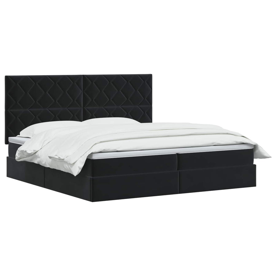 LED Opslagbed met Matras Zwart 200 x 200 cm Fluweel