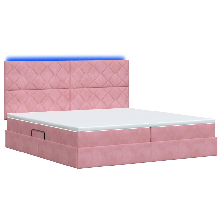 LED Opslagbed met Matras Roze 200 x 200 cm Fluweel
