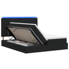 Bedframe 180x200 cm stof zwart met opbergruimte en led