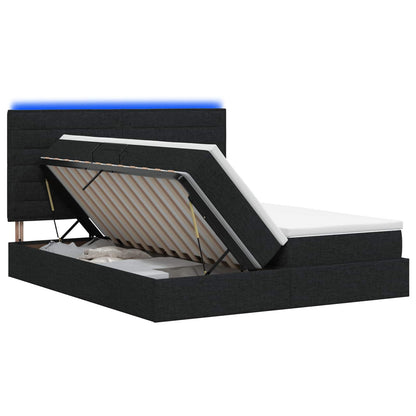 LED Opslagbed met Matras Zwart 180 x 200 cm Stof