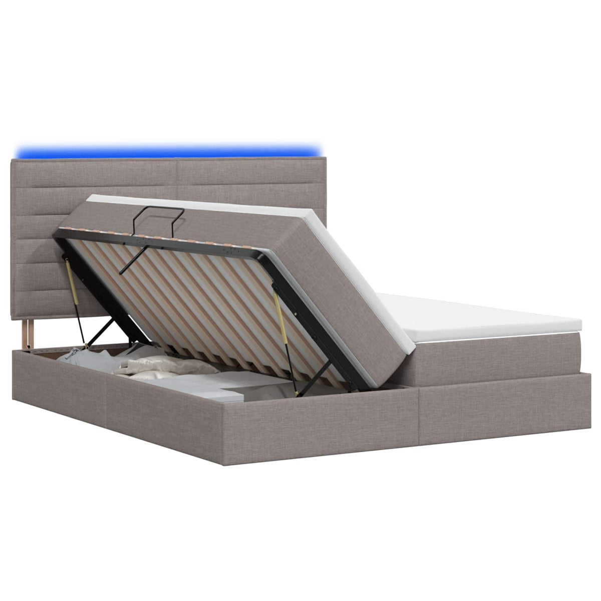 LED Opslagbed met Matras Taupe 180 x 200 cm Stof