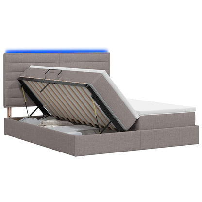 LED Opslagbed met Matras Taupe 180 x 200 cm Stof