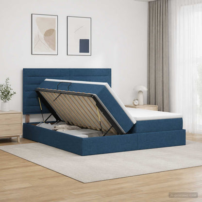 LED Opslagbed met Matras Blauw 200 x 200 cm Stof