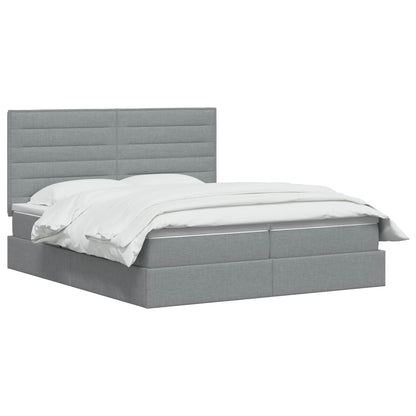 LED Opslagbed met Matras Lichtgrijs 200 x 200 cm Stof