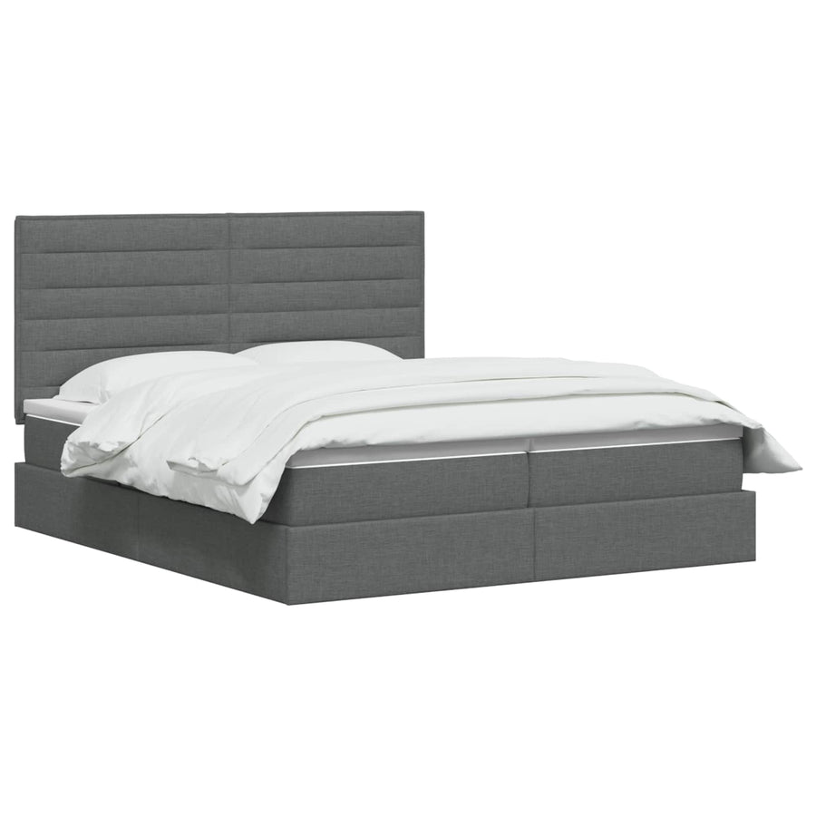 LED Opslagbed met Matras Donkergrijs 200 x 200 cm Stof