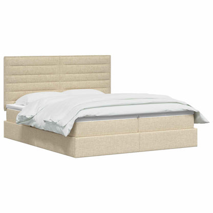 LED Opslagbed met Matras Crèmekleurig 200 x 200 cm Stof