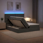 Opbergbed met LED donkergrijs 180x200 cm stof