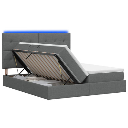 LED Opslagbed met Matras Donkergrijs 180 x 200 cm Stof