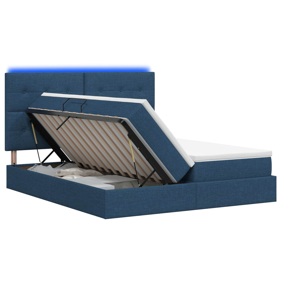 LED Opslagbed met Matras Blauw 180 x 200 cm Stof