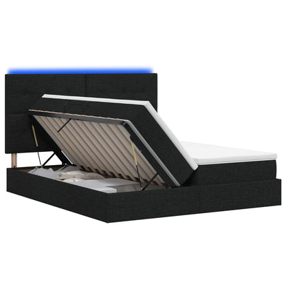LED Opslagbed met Matras Zwart 200 x 200 cm Stof