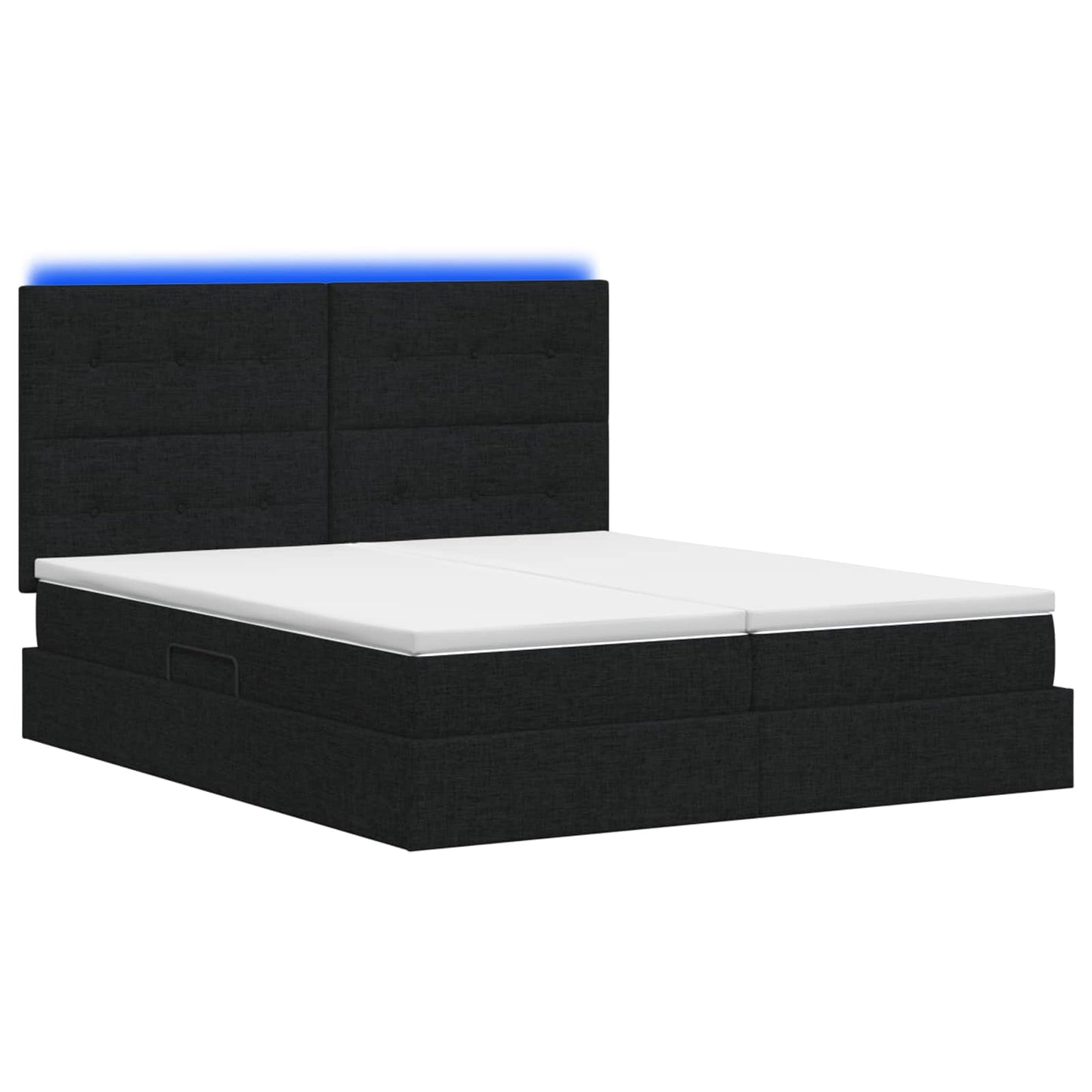 LED Opslagbed met Matras Zwart 200 x 200 cm Stof