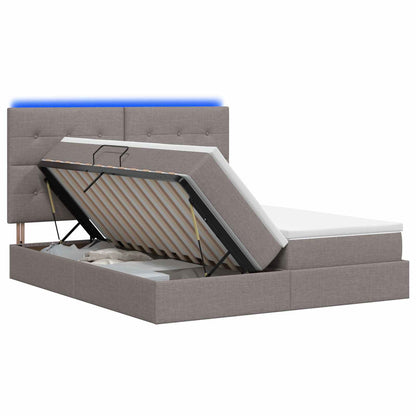 LED Opslagbed met Matras Taupe 200 x 200 cm Stof