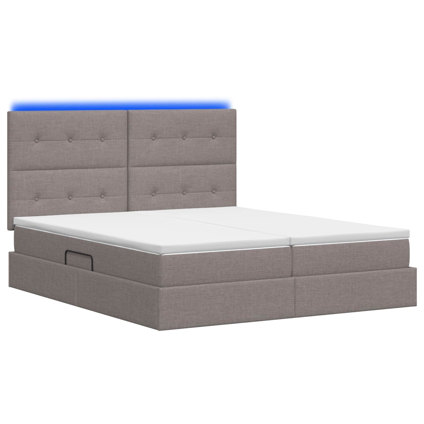 LED Opslagbed met Matras Taupe 200 x 200 cm Stof