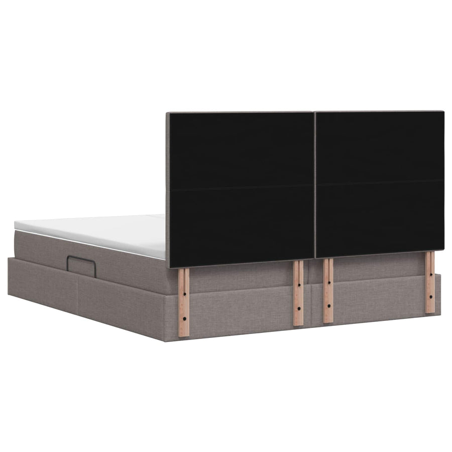 LED Opslagbed met Matras Taupe 200 x 200 cm Stof
