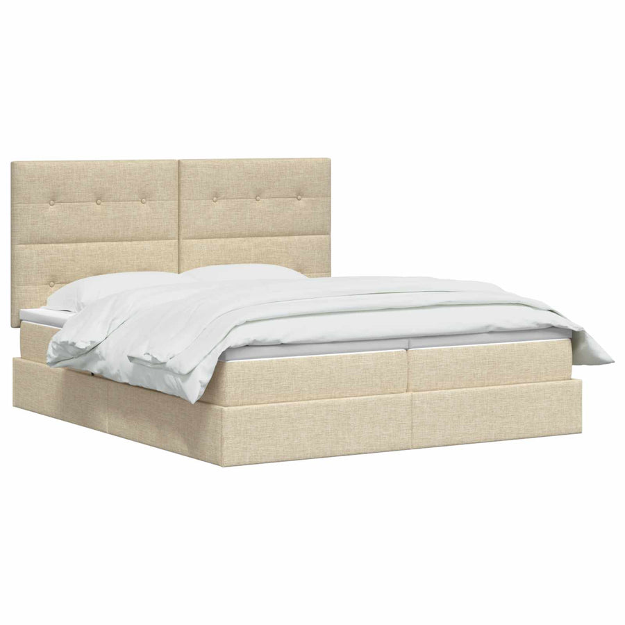 LED Opslagbed met Matras Crèmekleurig 200 x 200 cm Stof