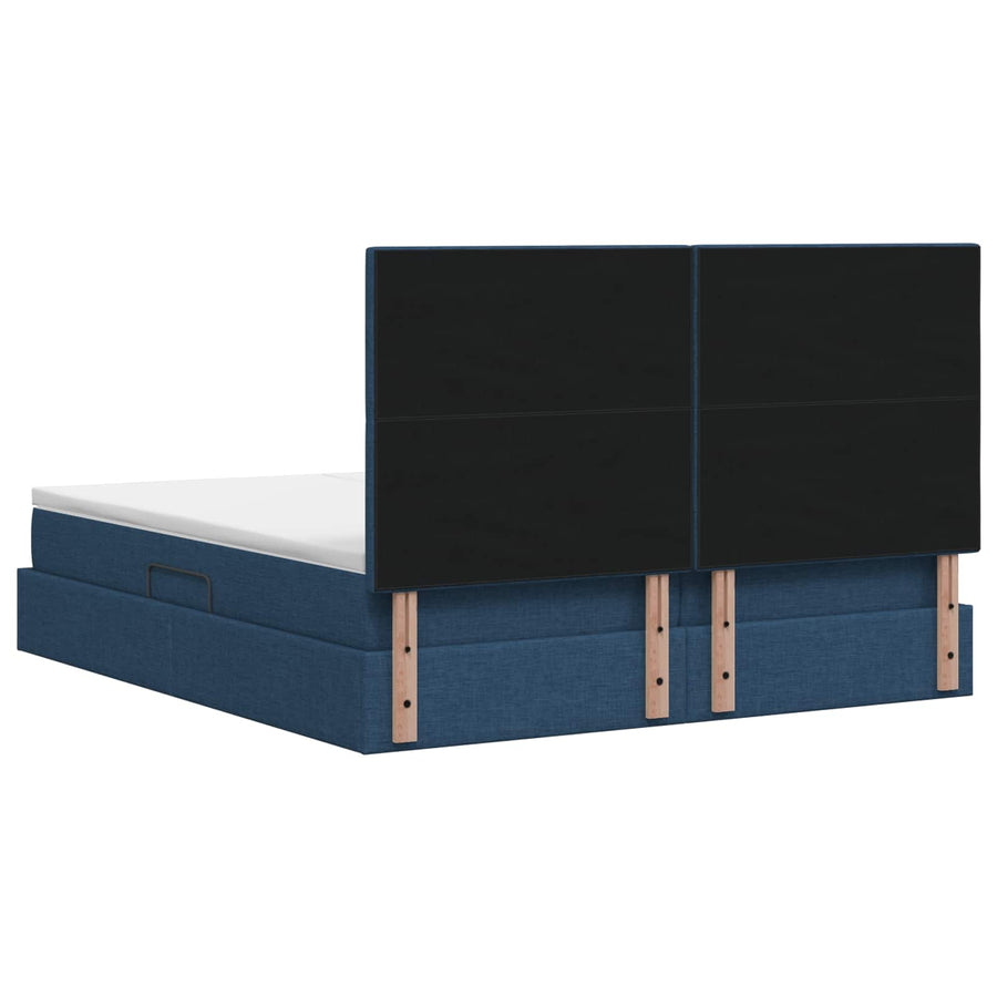 LED Opslagbed met Matras Blauw 200 x 200 cm Stof