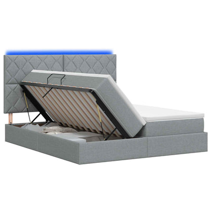 LED Opslagbed met Matras Lichtgrijs 180 x 200 cm Stof