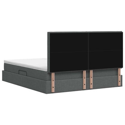 LED Opslagbed met Matras Donkergrijs 180 x 200 cm Stof