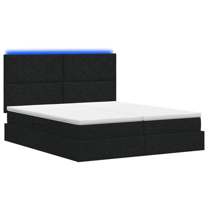 LED Opslagbed met Matras Zwart 180 x 200 cm Stof