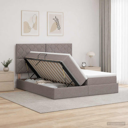 LED Opslagbed met Matras Taupe 180 x 200 cm Stof