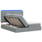 LED Opslagbed met Matras Lichtgrijs 200 x 200 cm Stof