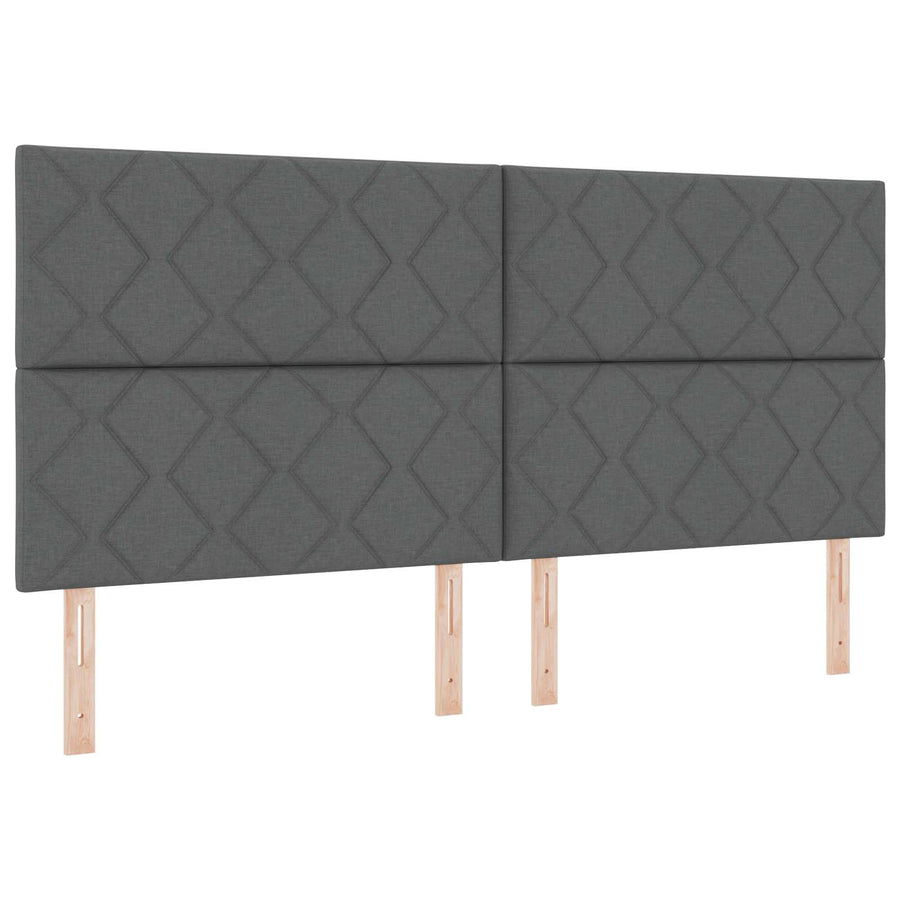 LED Opslagbed met Matras Donkergrijs 200 x 200 cm Stof