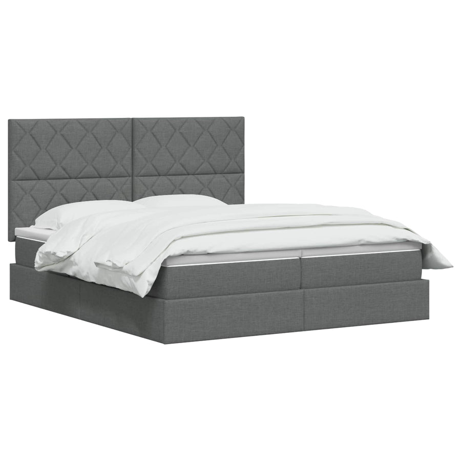 LED Opslagbed met Matras Donkergrijs 200 x 200 cm Stof
