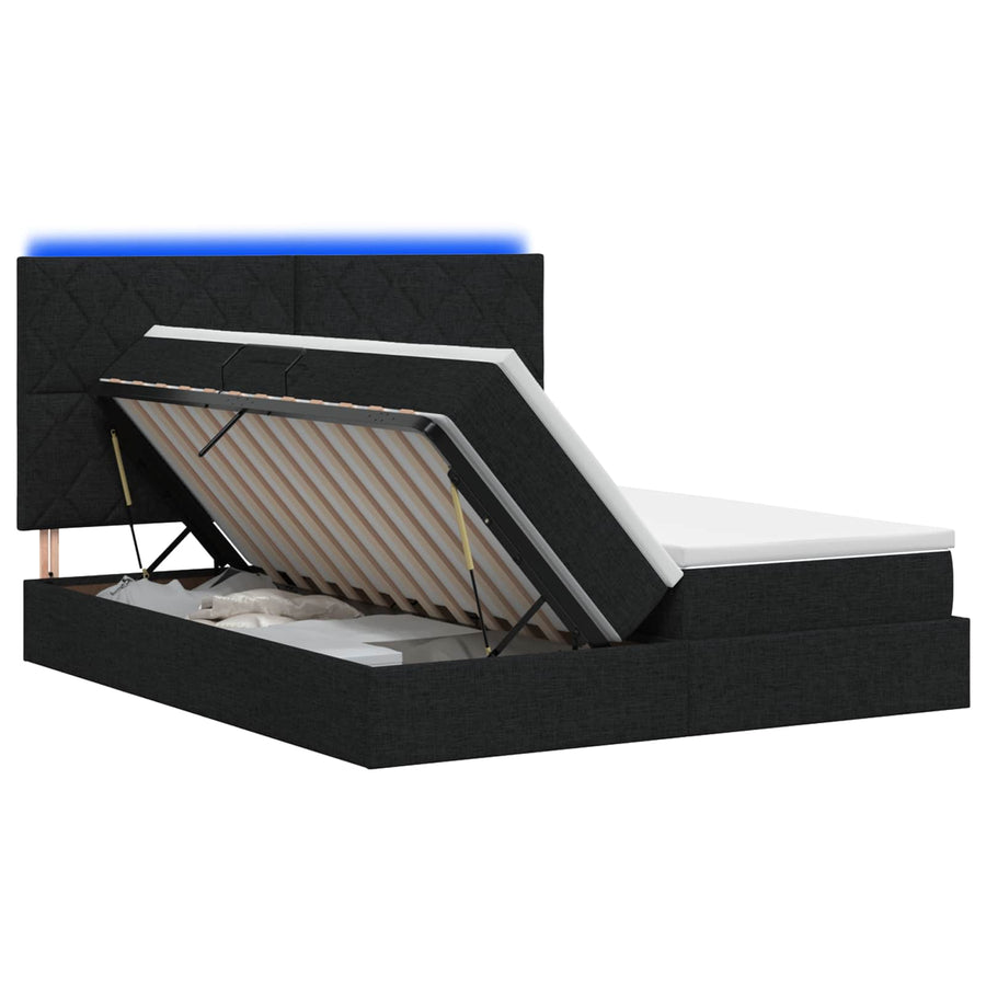 LED Opslagbed met Matras Zwart 200 x 200 cm Stof