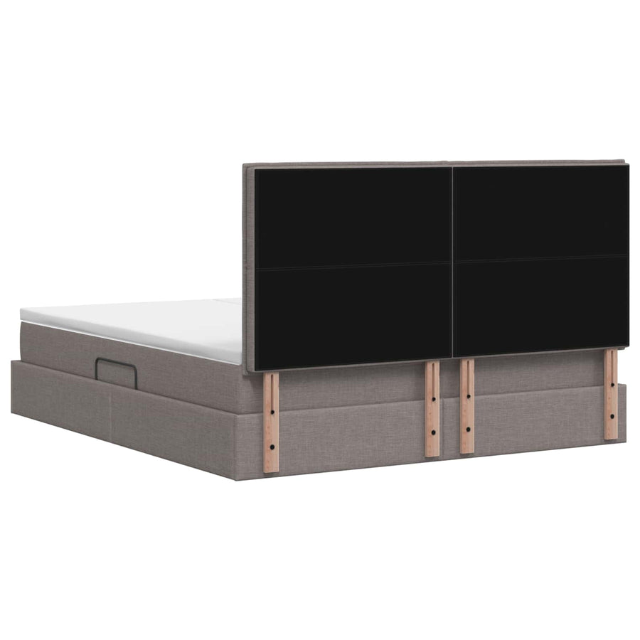 LED Opslagbed met Matras Taupe 200 x 200 cm Stof