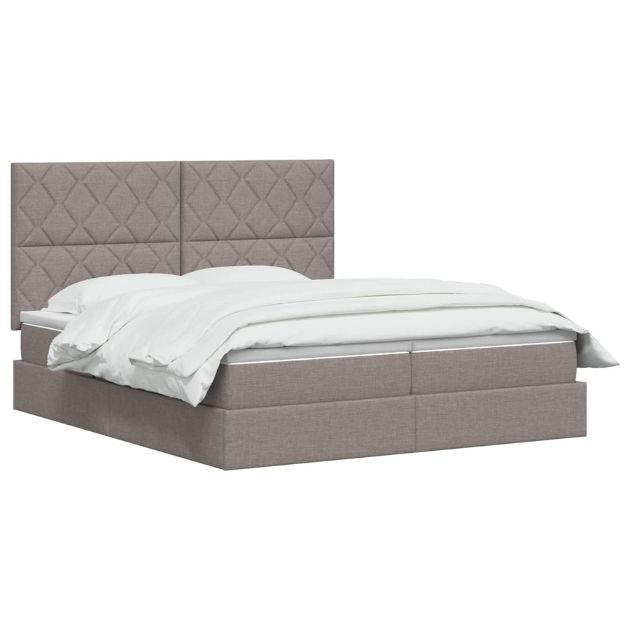 LED Opslagbed met Matras Taupe 200 x 200 cm Stof