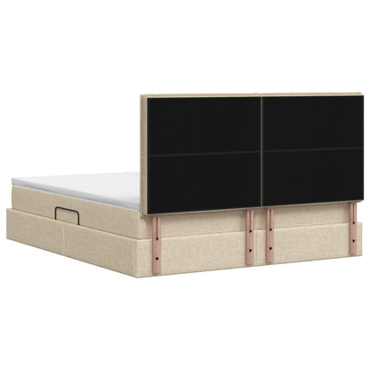 LED Opslagbed met Matras Crèmekleurig 200 x 200 cm Stof