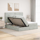 Opslagbed 180x200 cm lichtgrijs fluweel met LED en gaslift