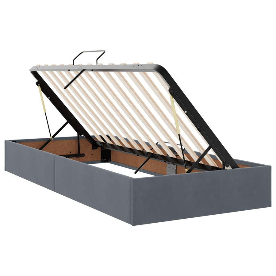LED Opslagbed met Matras Donkergrijs 180 x 200 cm Fluweel