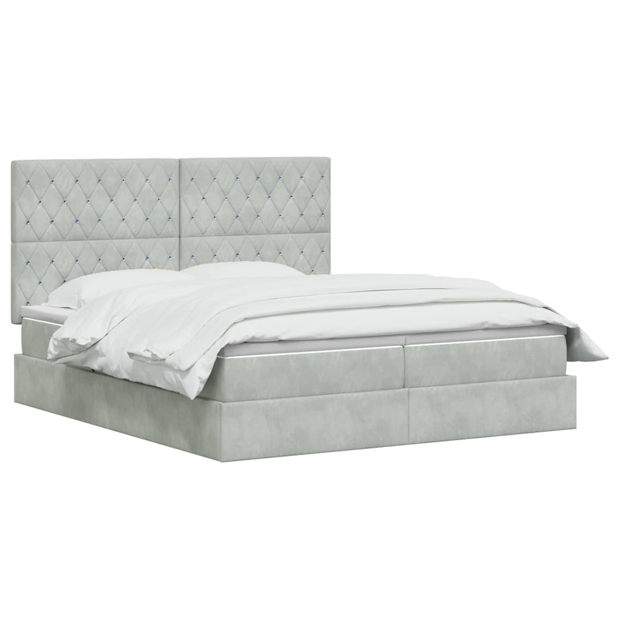 LED Opslagbed met Matras Lichtgrijs 200 x 200 cm Fluweel