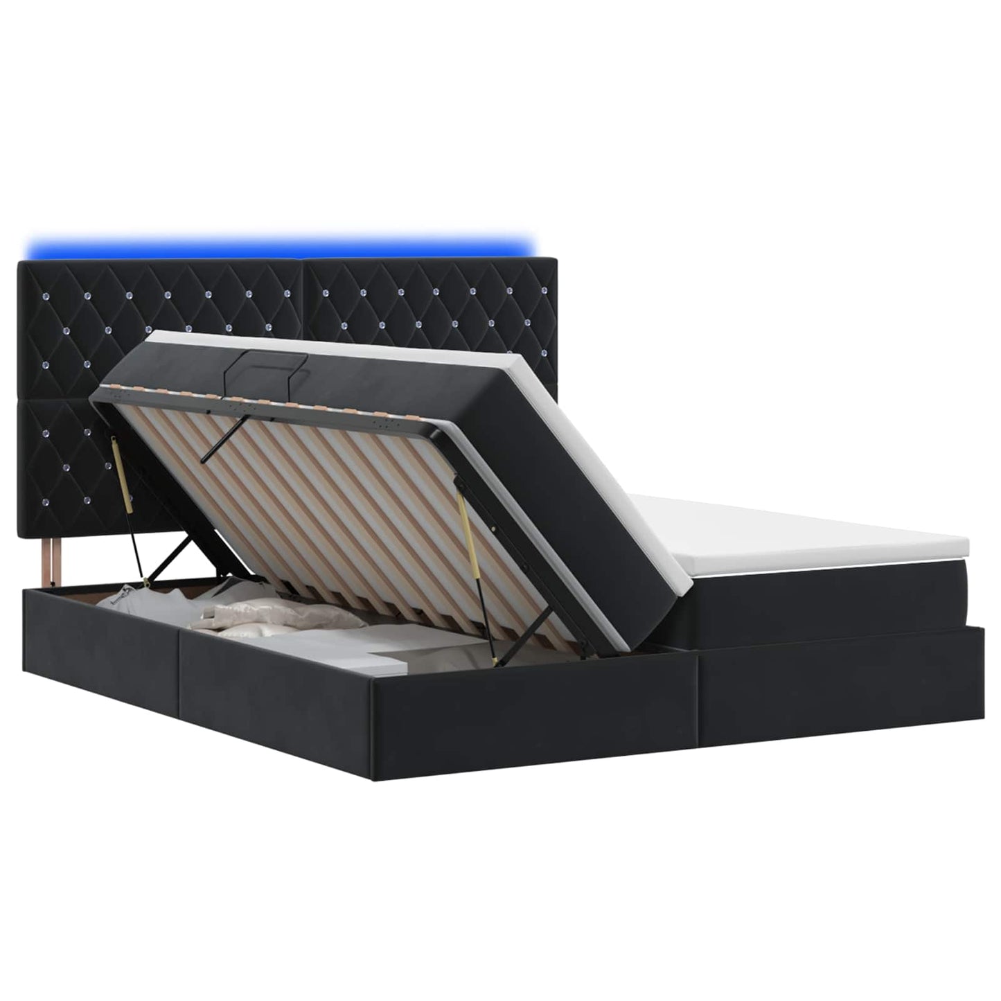 LED Opslagbed met Matras Zwart 200 x 200 cm Fluweel