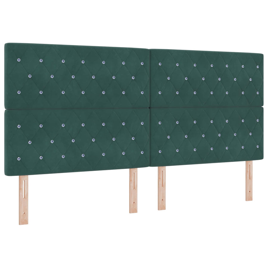 LED Opslagbed met Matras Donkergroen 200 x 200 cm Fluweel