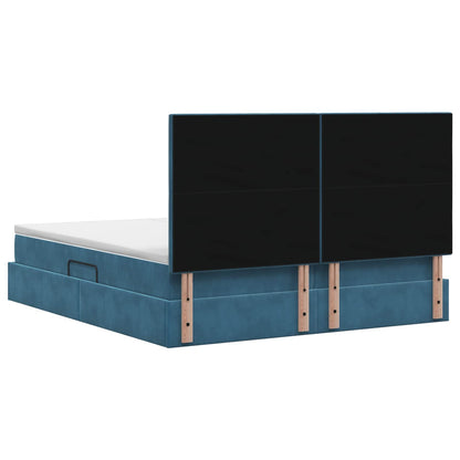LED Opslagbed met Matras Donkerblauw 200 x 200 cm Fluweel
