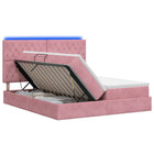 Opslagbed met matras 200x200 cm roze