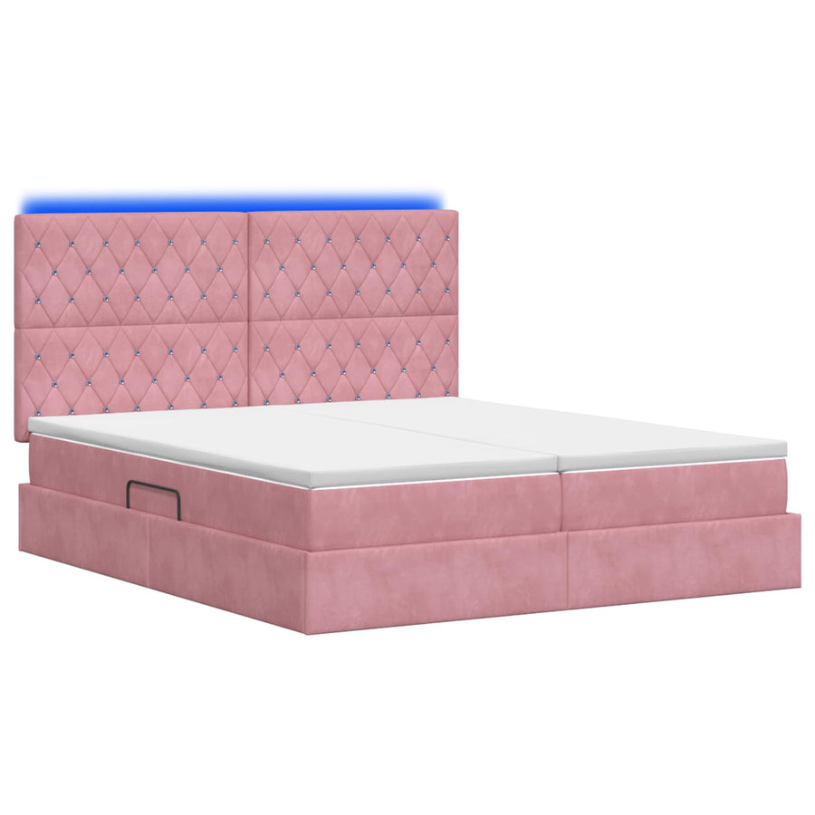 LED Opslagbed met Matras Roze 200 x 200 cm Fluweel