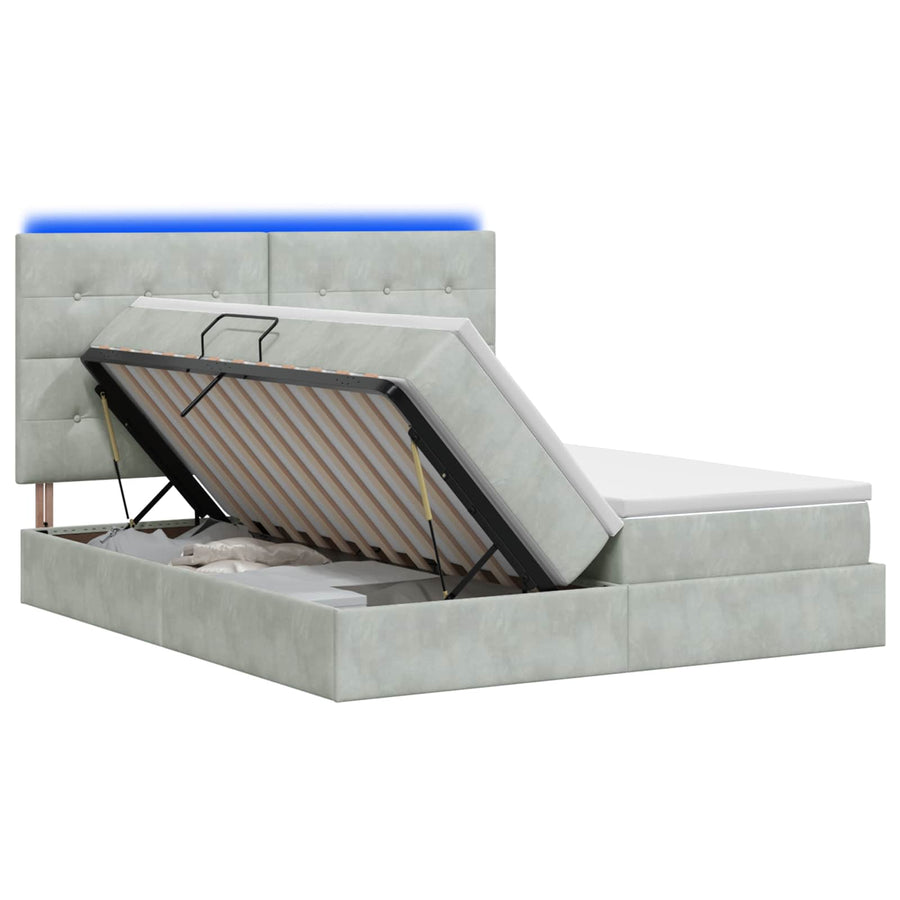 LED Opslagbed met Matras Lichtgrijs 180 x 200 cm Fluweel