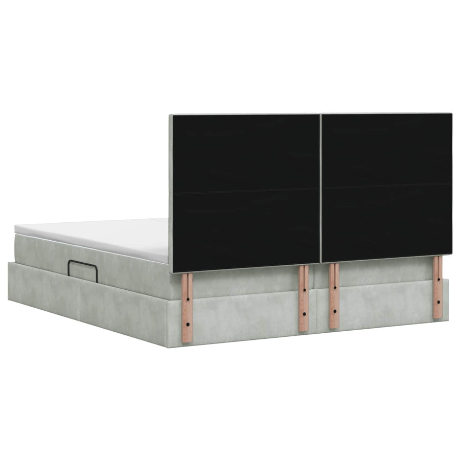 LED Opslagbed met Matras Lichtgrijs 180 x 200 cm Fluweel