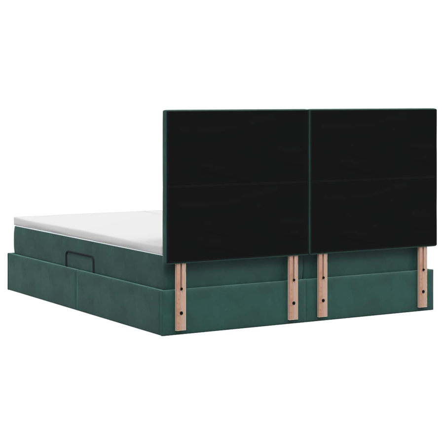 LED Opslagbed met Matras Donkergroen 180 x 200 cm Fluweel