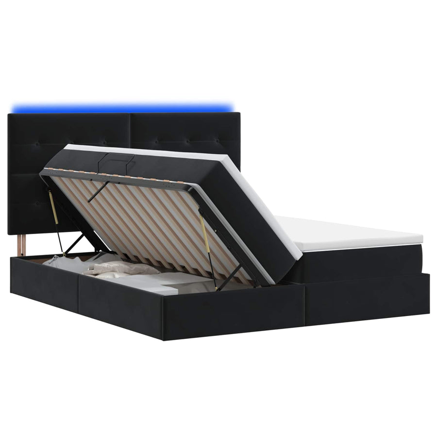 LED Opslagbed met Matras Zwart 200 x 200 cm Fluweel