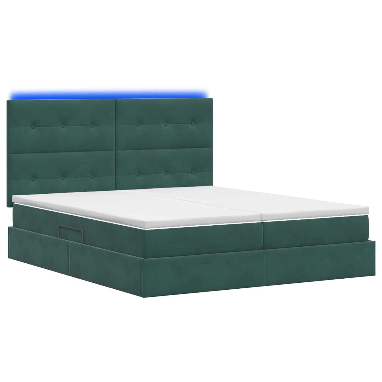 LED Opslagbed met Matras Donkergroen 200 x 200 cm Fluweel