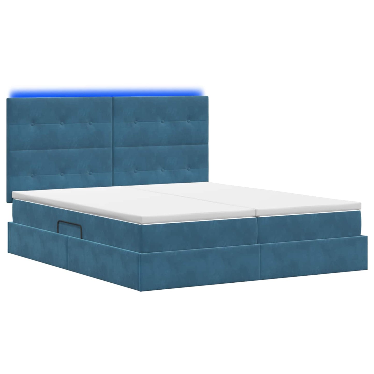 LED Opslagbed met Matras Donkerblauw 200 x 200 cm Fluweel