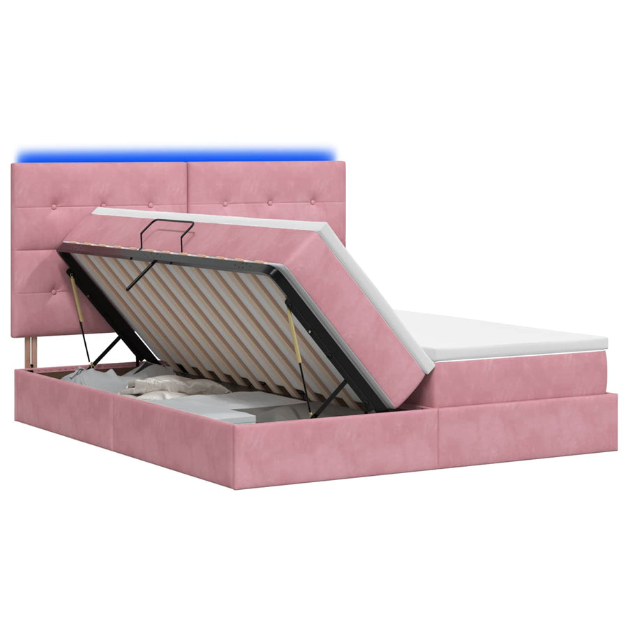 LED Opslagbed met Matras Roze 200 x 200 cm Fluweel