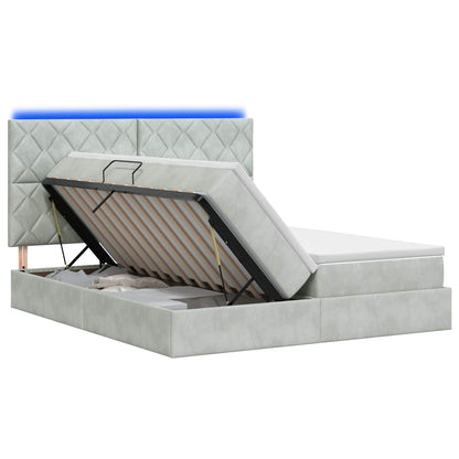 LED Opslagbed met Matras Lichtgrijs 180 x 200 cm Fluweel