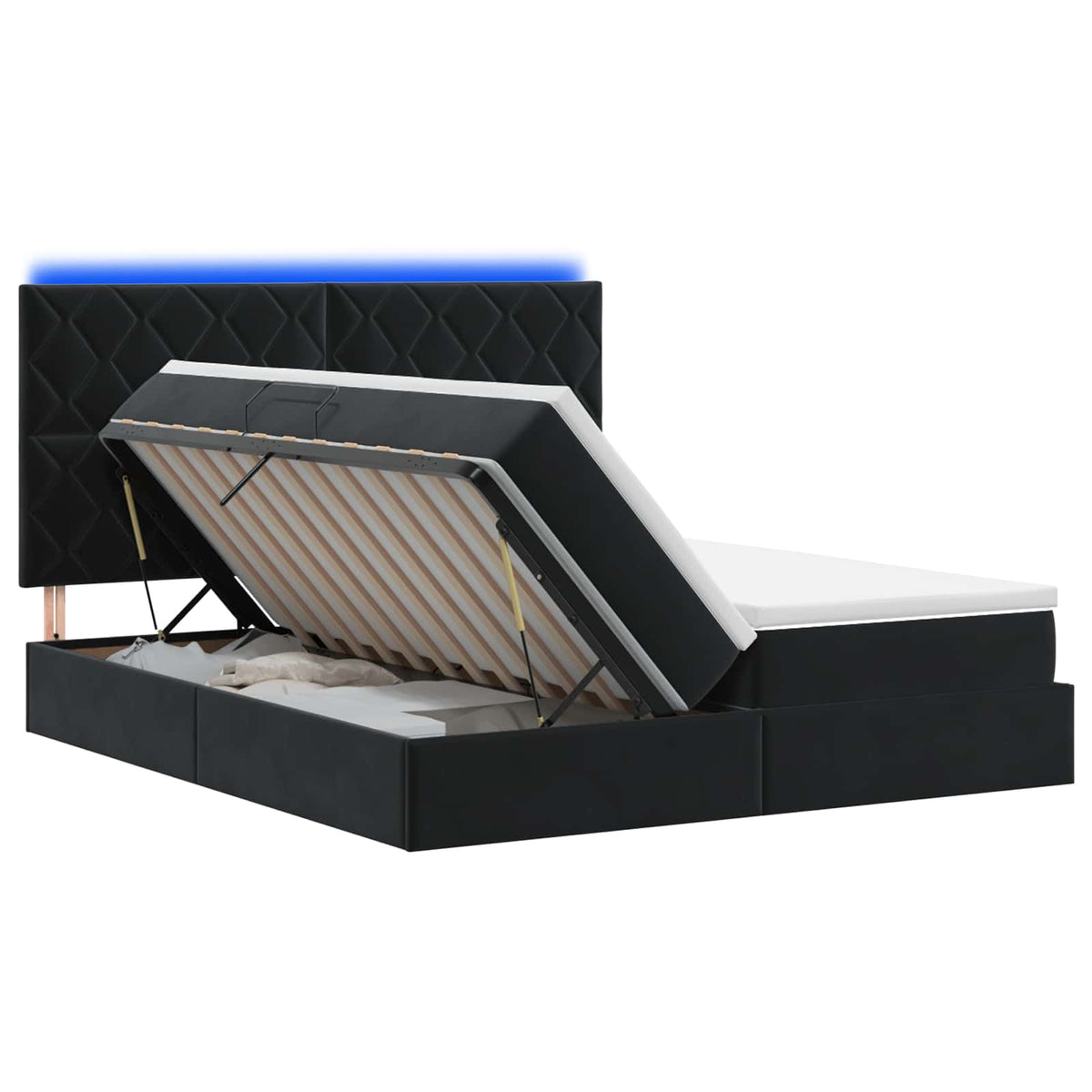 LED Opslagbed met Matras Zwart 180 x 200 cm Fluweel